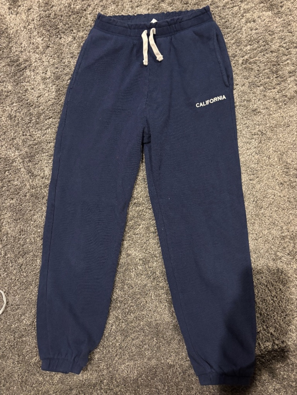 Zara Kids Navy Blue California Waffle-Knit Joggers - Size 13/14